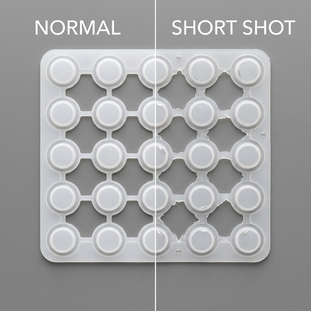 air trapping short shot insufficient filling defect lsr injection molding