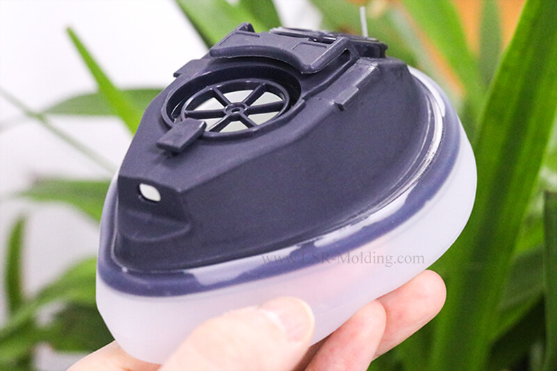 Liquid silicone plastic overmolded