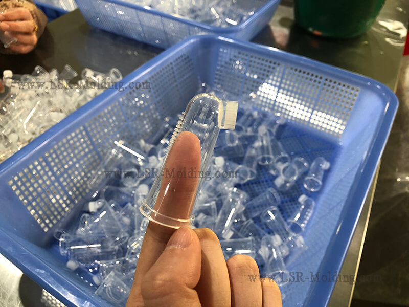 LSR silicone finger toothbrush by liquid injection mold