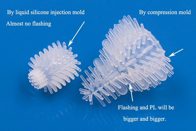 liquid silicone brush and compression molded silicone brush